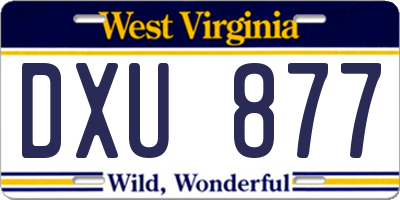 WV license plate DXU877