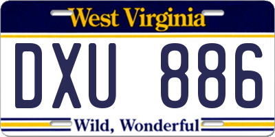 WV license plate DXU886