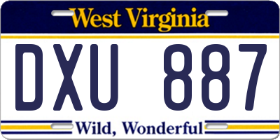 WV license plate DXU887