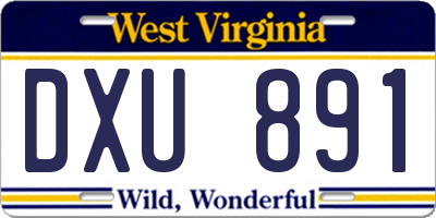WV license plate DXU891