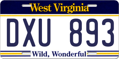 WV license plate DXU893