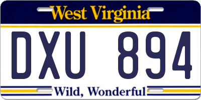 WV license plate DXU894