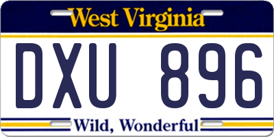 WV license plate DXU896
