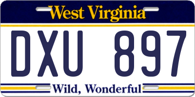 WV license plate DXU897