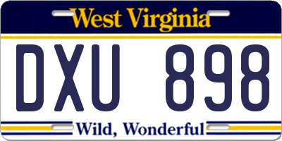 WV license plate DXU898