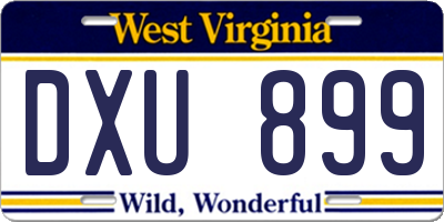 WV license plate DXU899