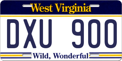 WV license plate DXU900
