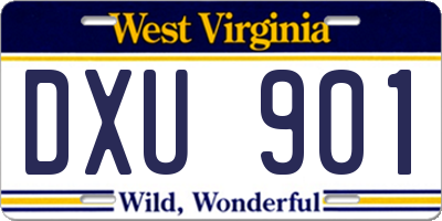 WV license plate DXU901