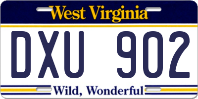 WV license plate DXU902