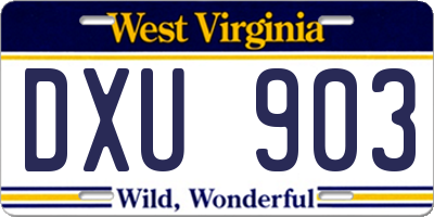 WV license plate DXU903