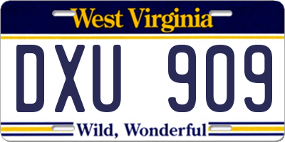 WV license plate DXU909