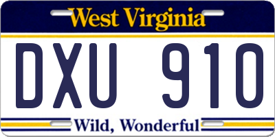 WV license plate DXU910