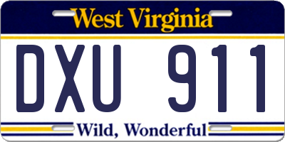 WV license plate DXU911