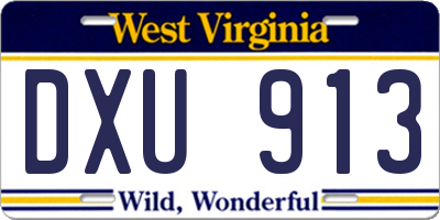 WV license plate DXU913