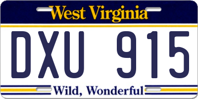 WV license plate DXU915