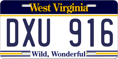 WV license plate DXU916