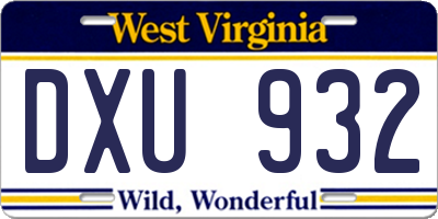 WV license plate DXU932
