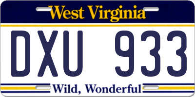 WV license plate DXU933