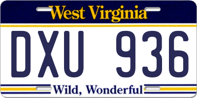 WV license plate DXU936