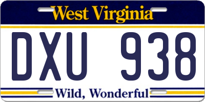 WV license plate DXU938