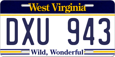 WV license plate DXU943