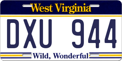 WV license plate DXU944