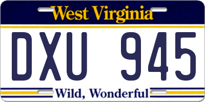 WV license plate DXU945