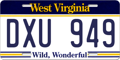 WV license plate DXU949