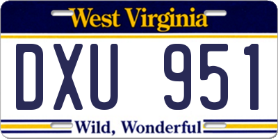 WV license plate DXU951