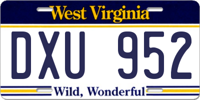 WV license plate DXU952