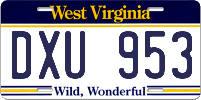 WV license plate DXU953