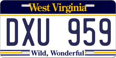 WV license plate DXU959
