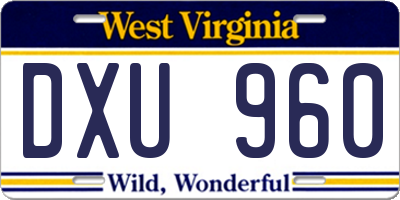 WV license plate DXU960