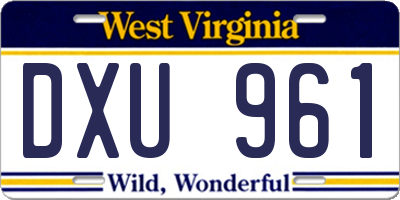 WV license plate DXU961