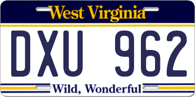 WV license plate DXU962