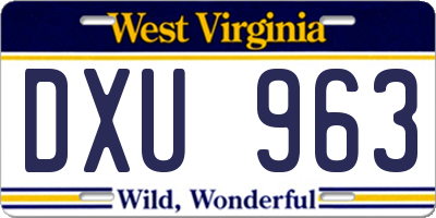 WV license plate DXU963