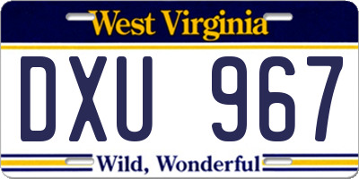 WV license plate DXU967