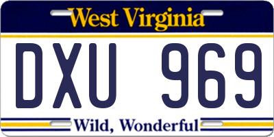 WV license plate DXU969