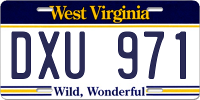 WV license plate DXU971