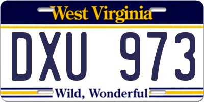 WV license plate DXU973