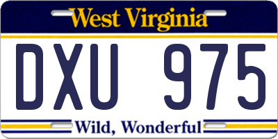 WV license plate DXU975