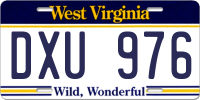 WV license plate DXU976