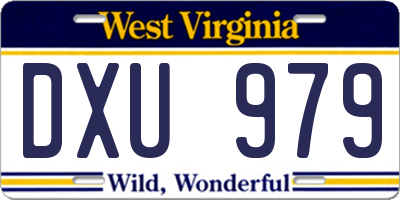 WV license plate DXU979
