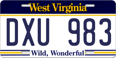 WV license plate DXU983