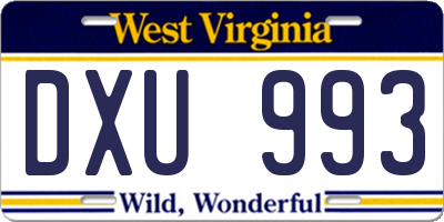 WV license plate DXU993