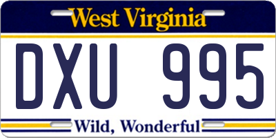 WV license plate DXU995