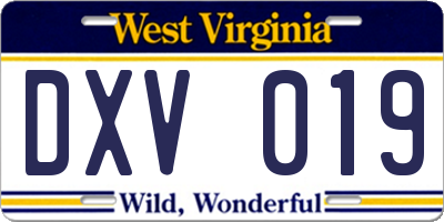 WV license plate DXV019