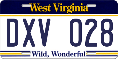 WV license plate DXV028
