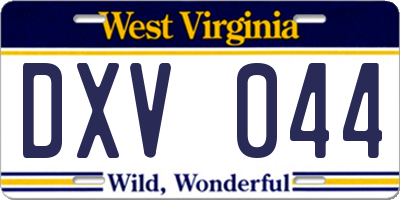 WV license plate DXV044