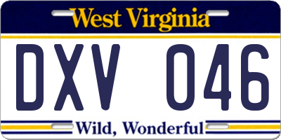 WV license plate DXV046